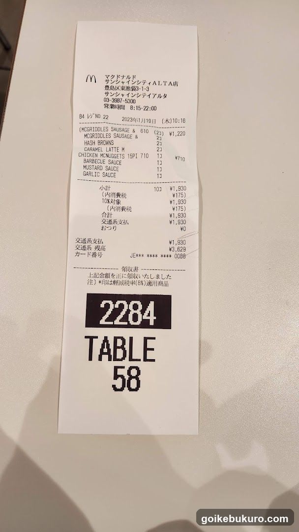 McDonald's Receipt