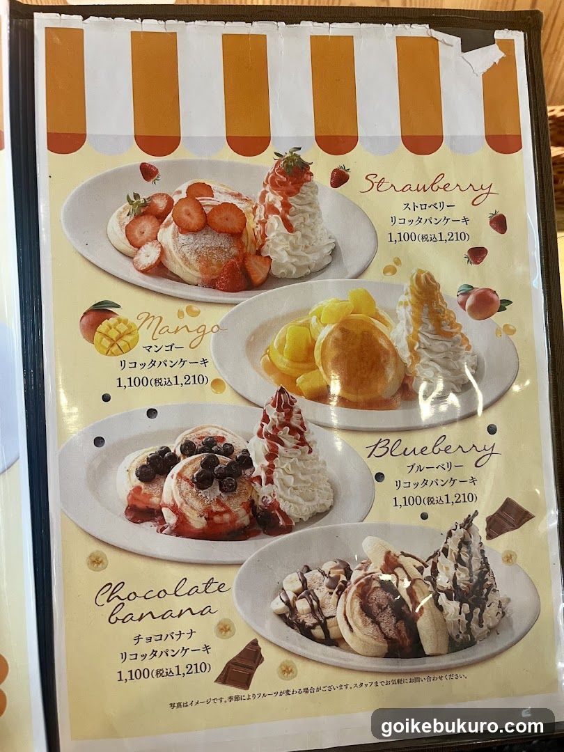 Pancake Menu with Fruit Flavors