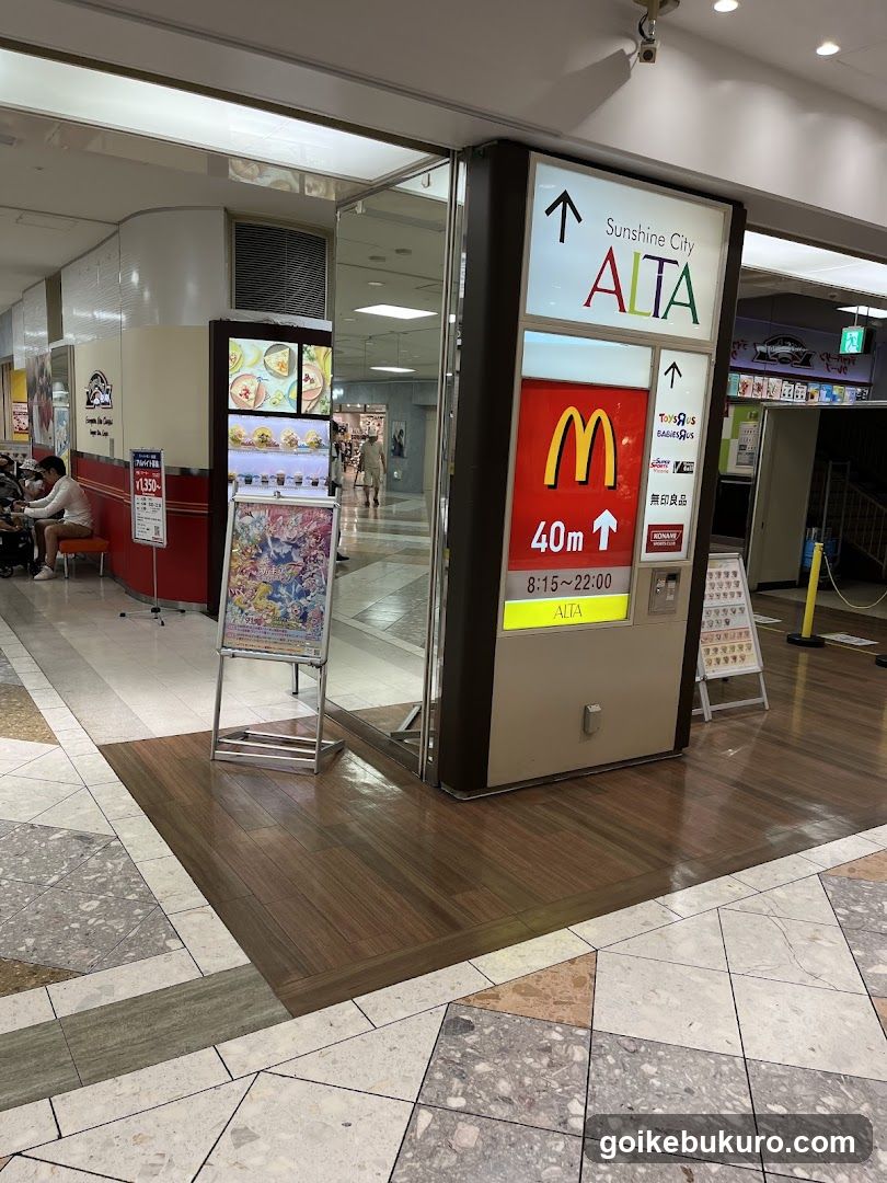 Shopping Mall Interior with Storefronts and Signage