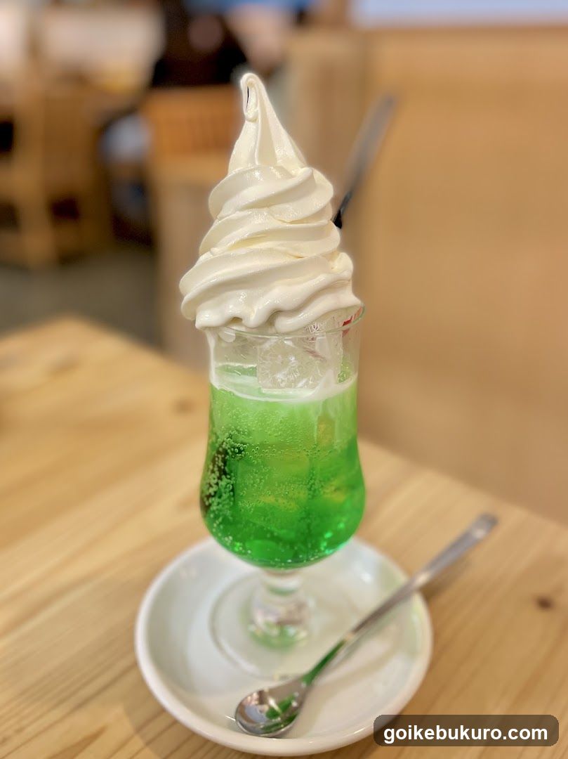 Green Iced Drink with Whipped Cream