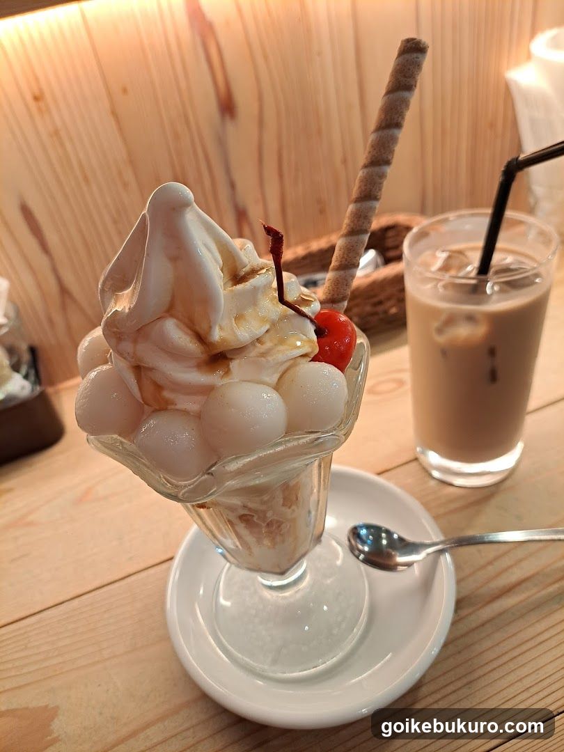 Dessert and Drink on Wooden Table