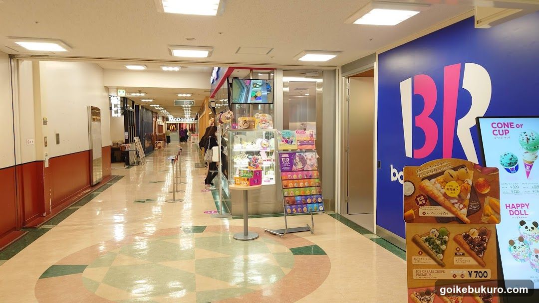 Shopping corridor interior with promotional displays