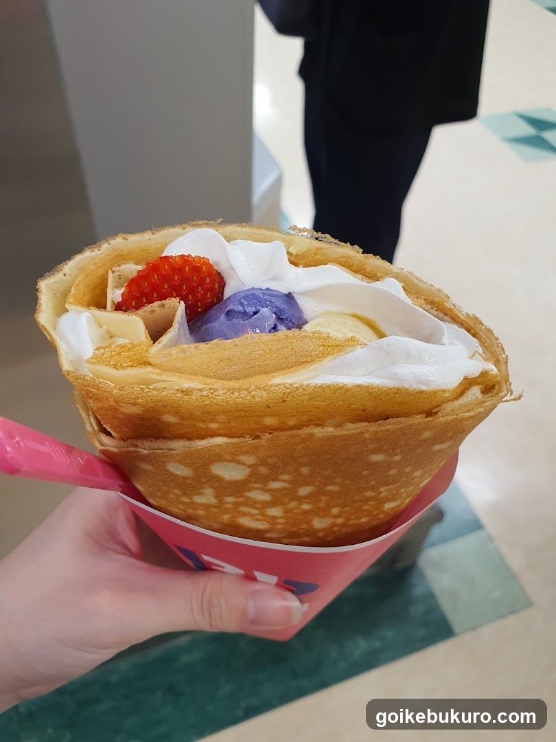 Crepe with Ice Cream and Strawberries