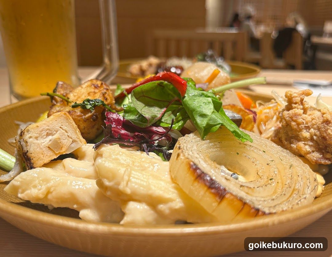 Bowl of Fried Chicken and Salad with Onions