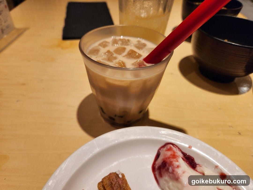 Iced Milk Tea with Boba and Dessert