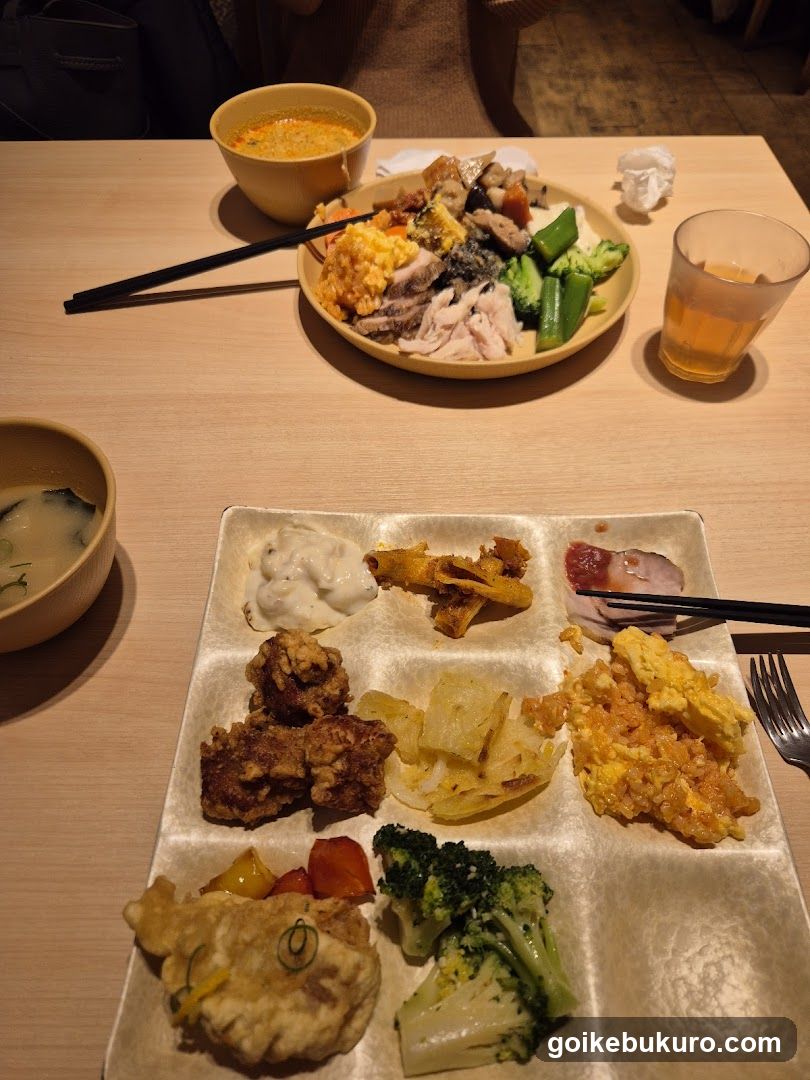 Dinner Table with Buffet Platter and Side Dishes