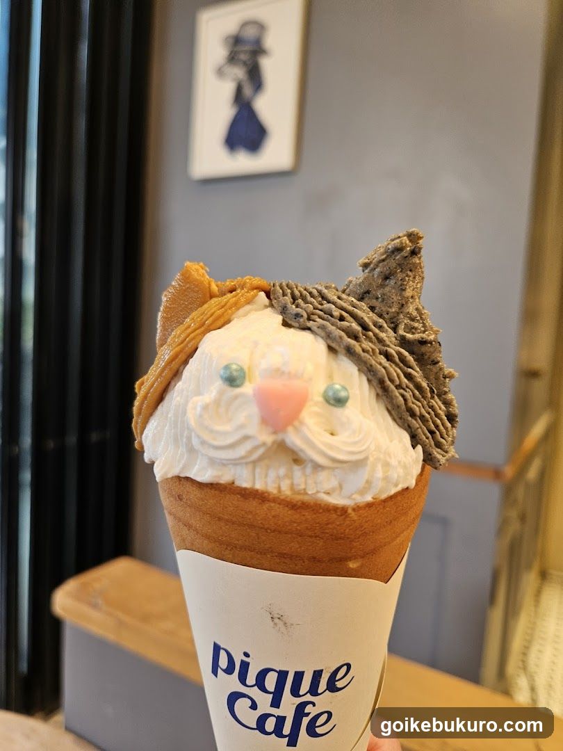 Cat-themed Ice Cream Cone at Pique Cafe