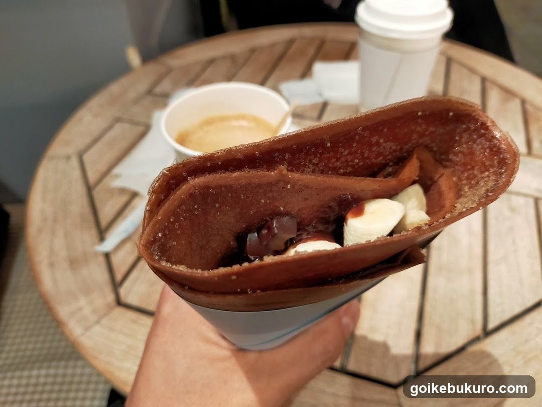 Chocolate Crepe with Fruits and Coffee