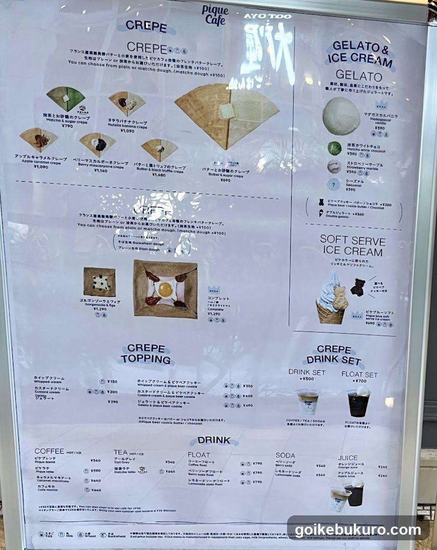 Pique Cafe Menu Board