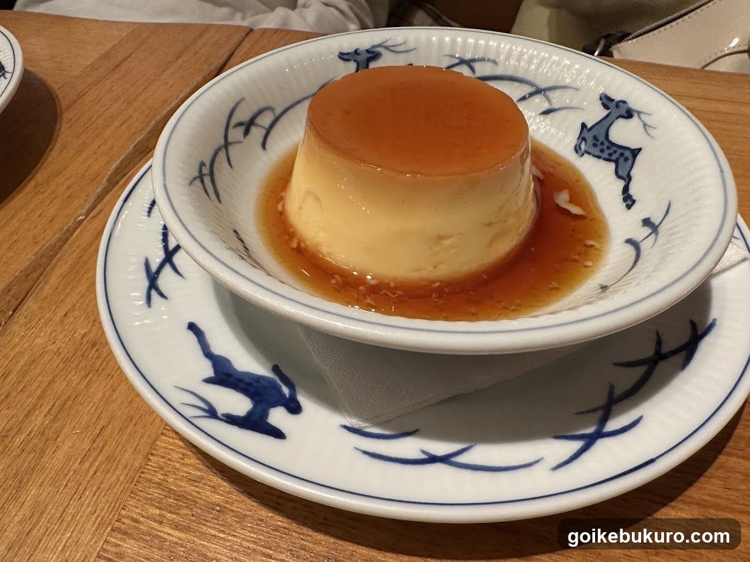 Caramel Pudding on Blue and White Porcelain