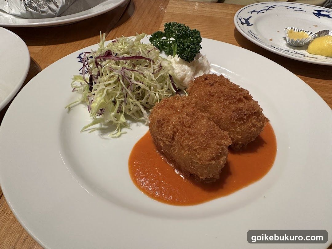 Crispy Croquettes with Tomato Sauce and Coleslaw