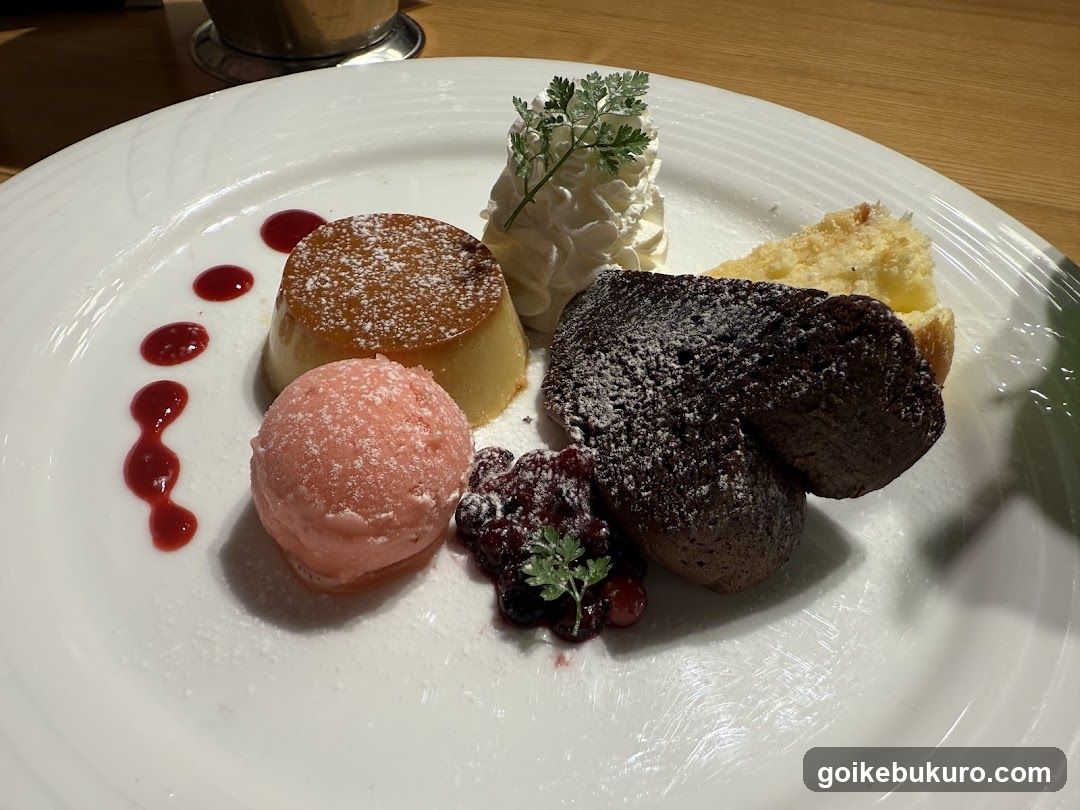 Dessert Platter with Pudding, Ice Cream, and Cake
