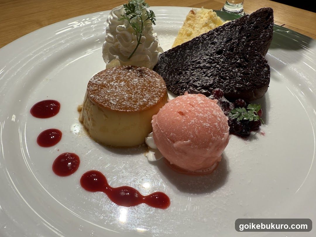 Dessert Platter with Pudding, Ice Cream and Cake