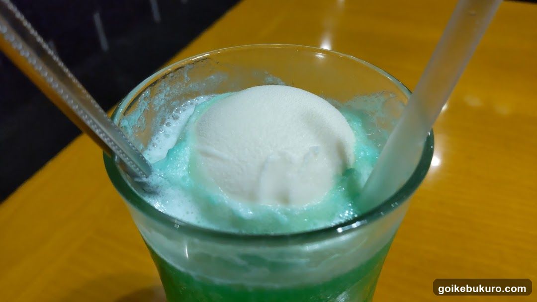 Green Ice Cream Drink with Straw
