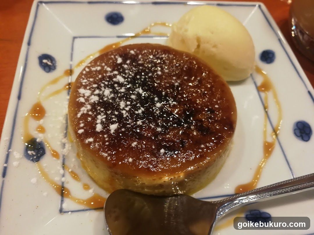 Caramel Custard with Ice Cream