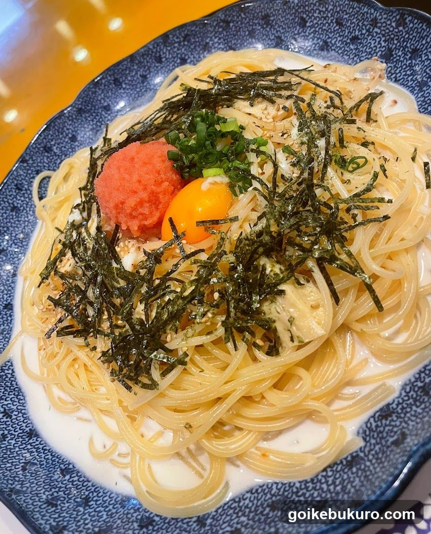 Creamy Pasta with Egg and Toppings