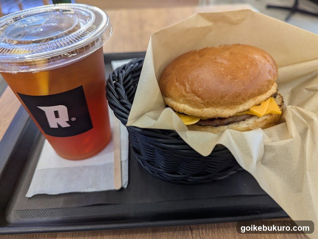 Burger and Drink on Tray