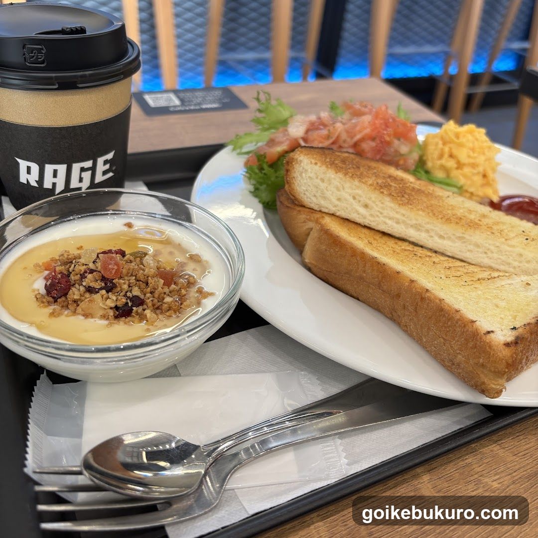 Breakfast Meal with Toast and Yogurt