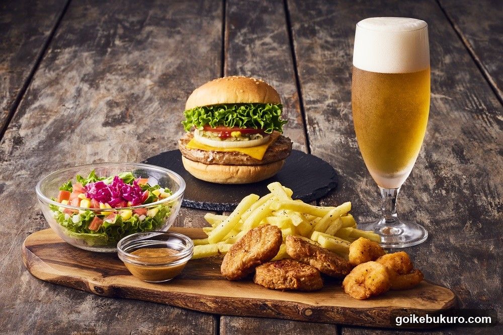 Burger Meal with Fries and Salad