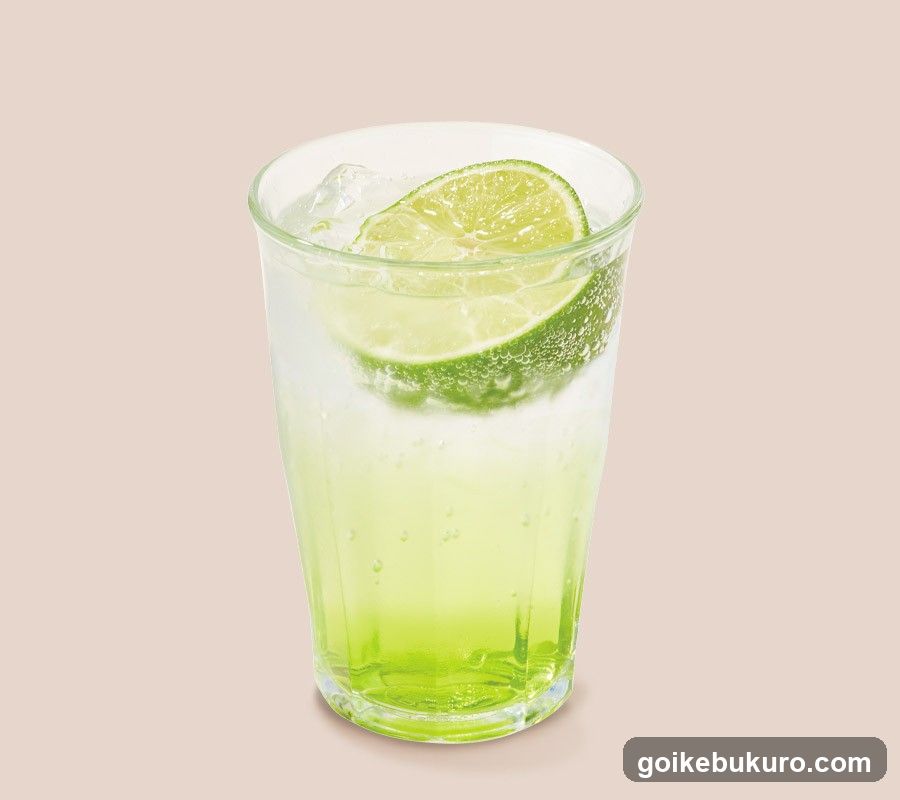Lime Soda with Ice and Lime Slice