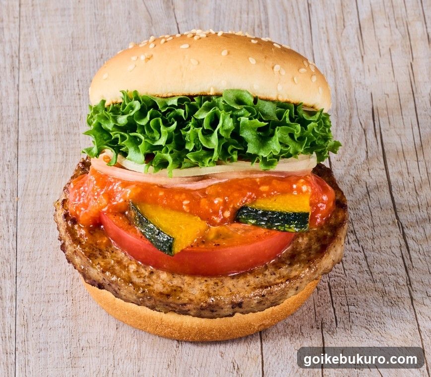 Vegetable Burger with Tomato Sauce and Zucchini