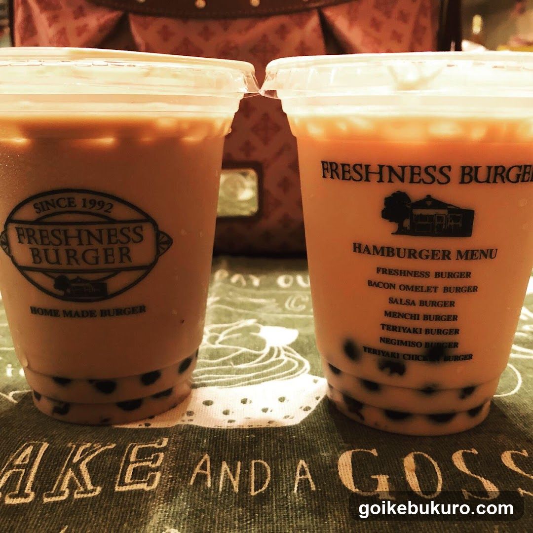 Burger and Bubble Tea Cups