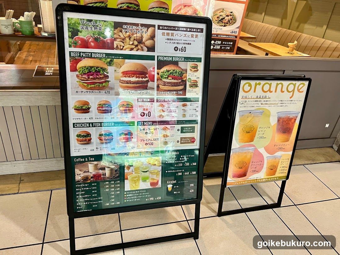 Burger and Drink Menu Display