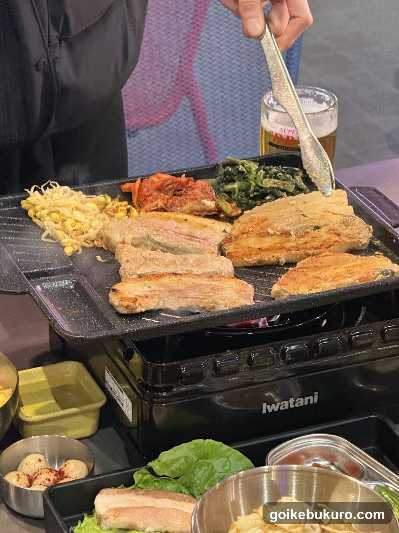 Korean BBQ Grilling Scene