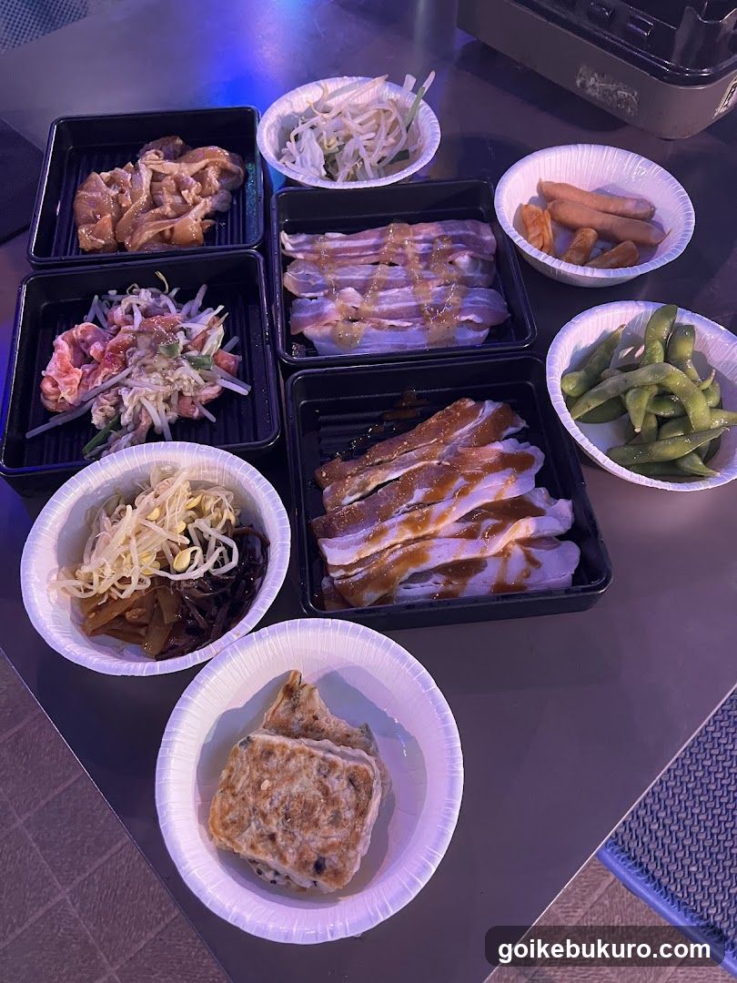 Assorted Chinese-style food items on a table