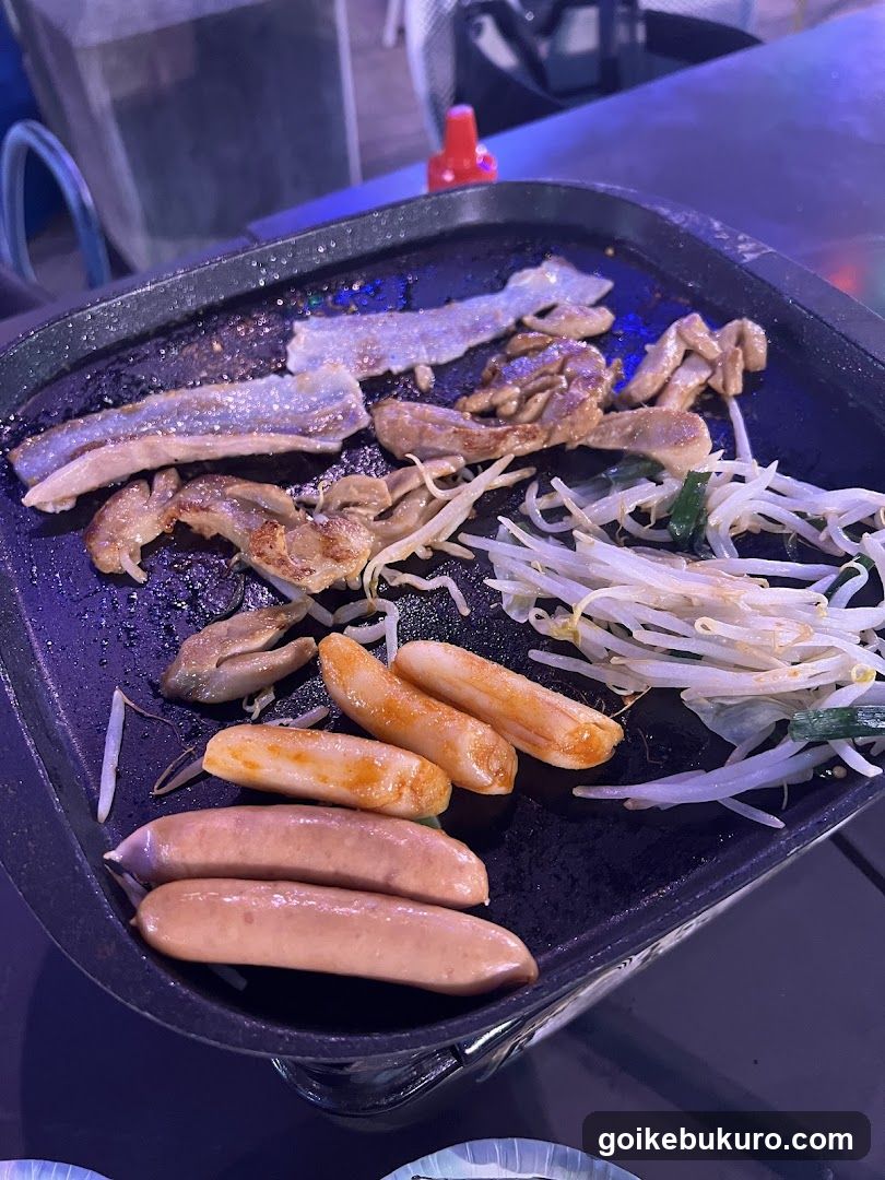 Grilled Food on Hot Plate