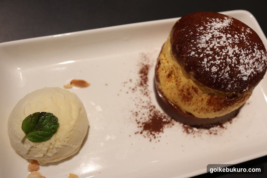 Dessert Plate with Soufflé and Ice Cream
