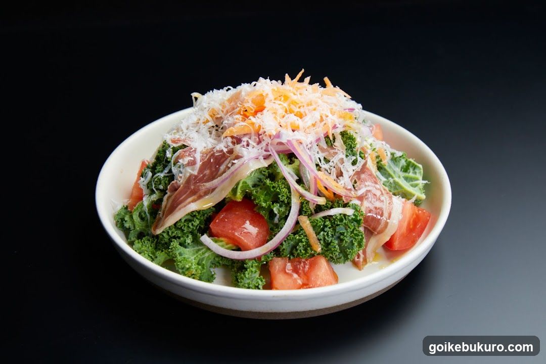 Kale Salad with Prosciutto and Cheese