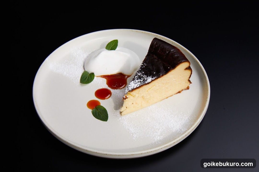 Baked Cheesecake with Whipped Cream and Syrup