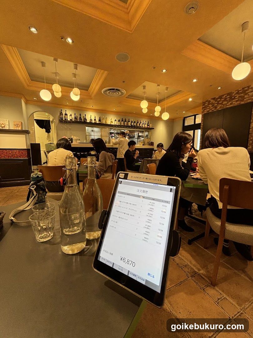 Restaurant Interior with Tablet Bill