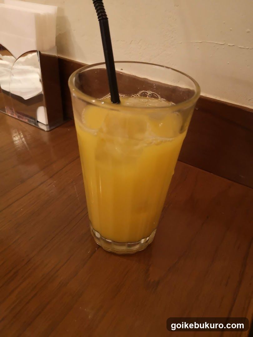 Glass of Orange Juice with Ice and Straw