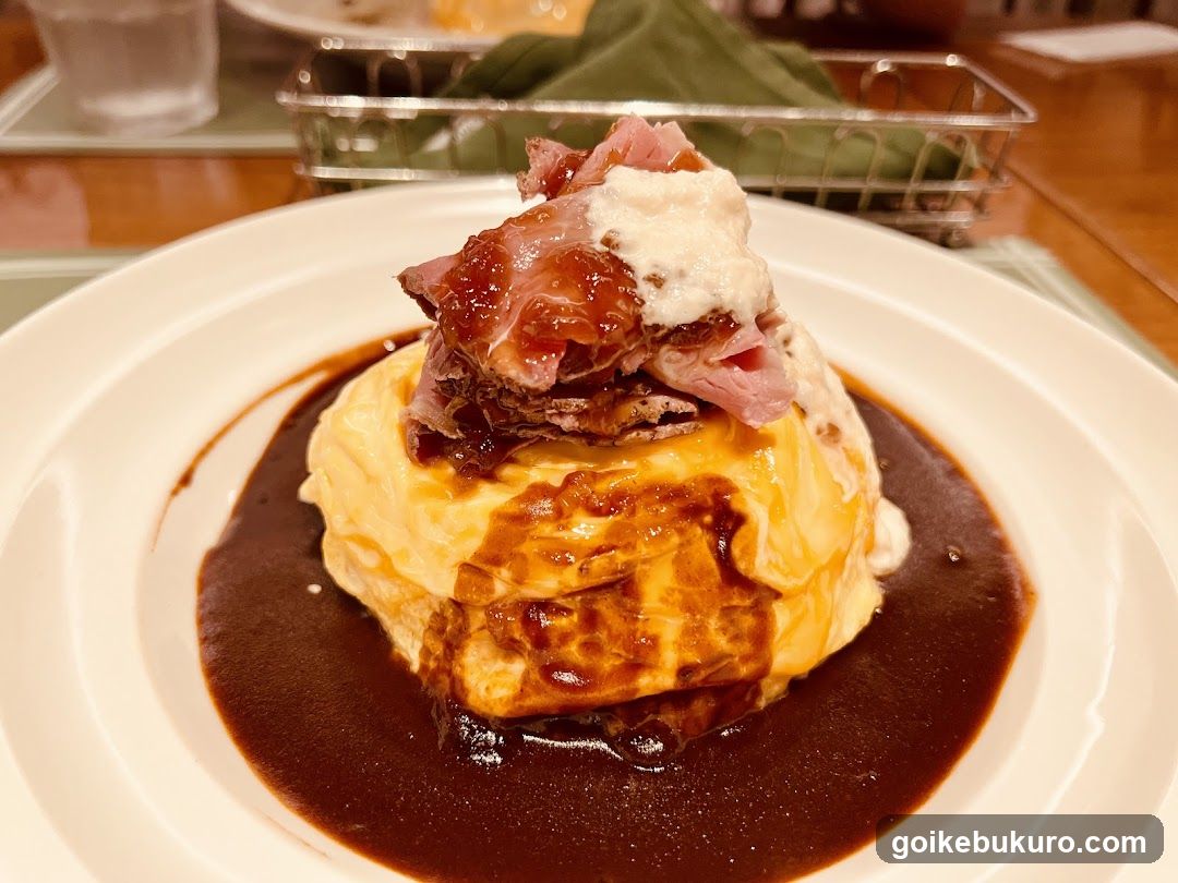 Omelette Rice with Sauce and Toppings