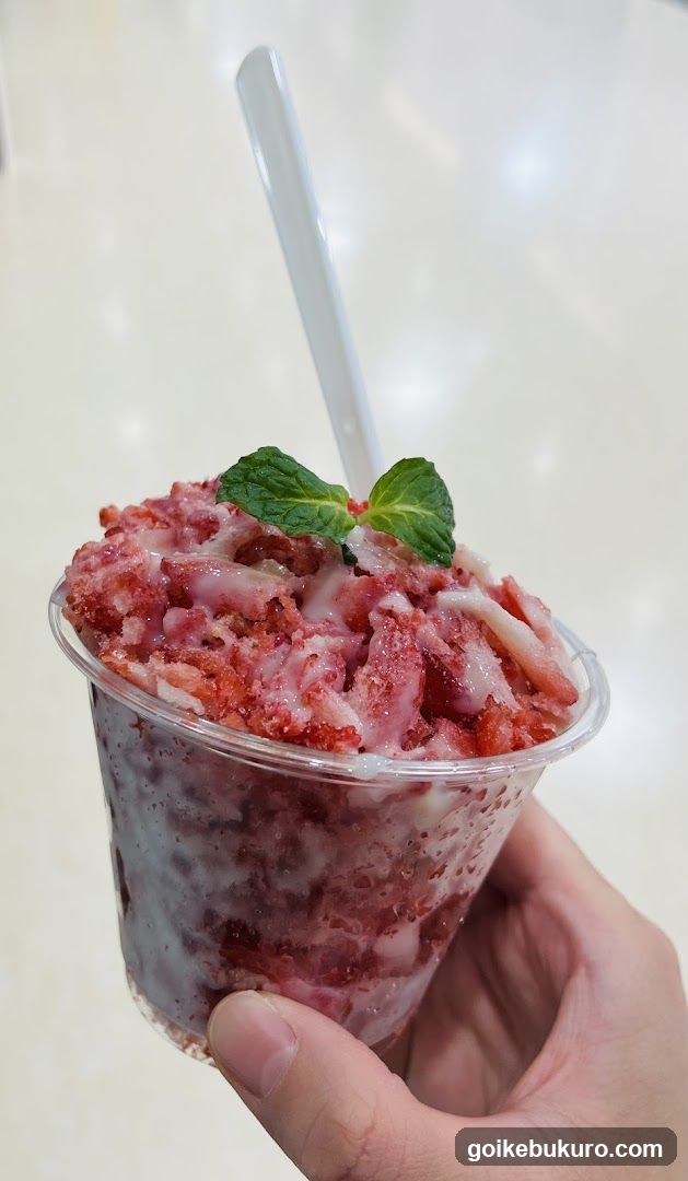 Strawberry Shaved Ice with Mint