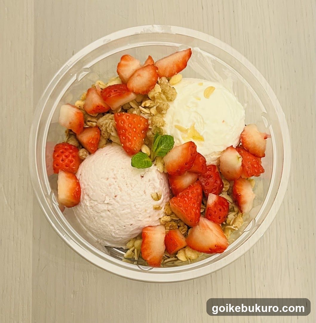 Strawberry Granola Bowl with Ice Cream