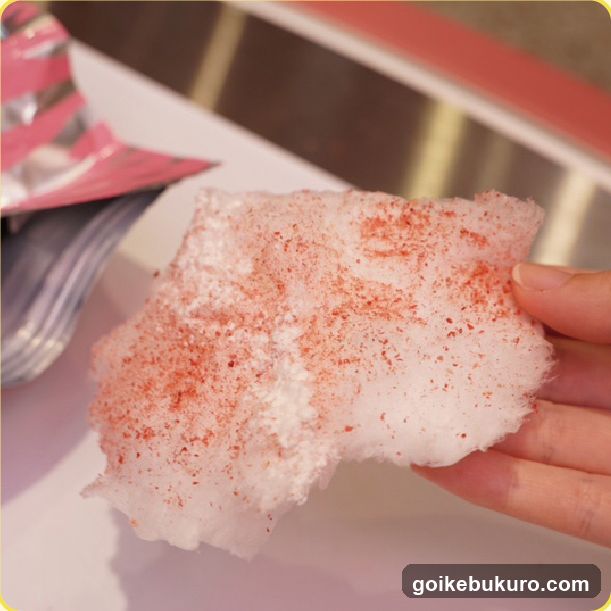 Hand holding pink sugar-dusted snack