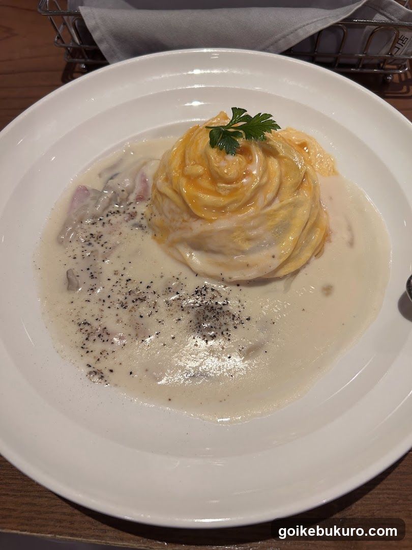 Creamy Pasta Dish with Rose Shaped Topping