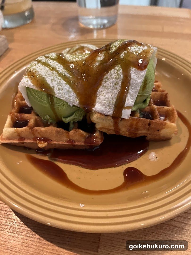 Matcha Waffle with Ice Cream