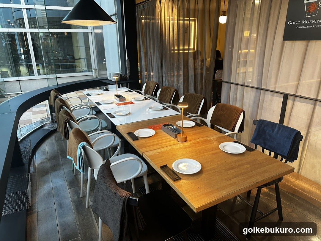 Restaurant Interior with Long Dining Tables