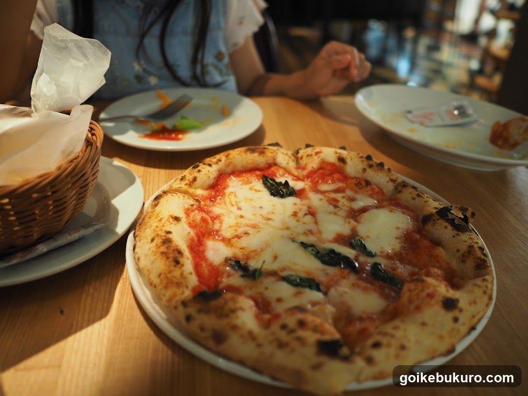 Pizza on a wooden table