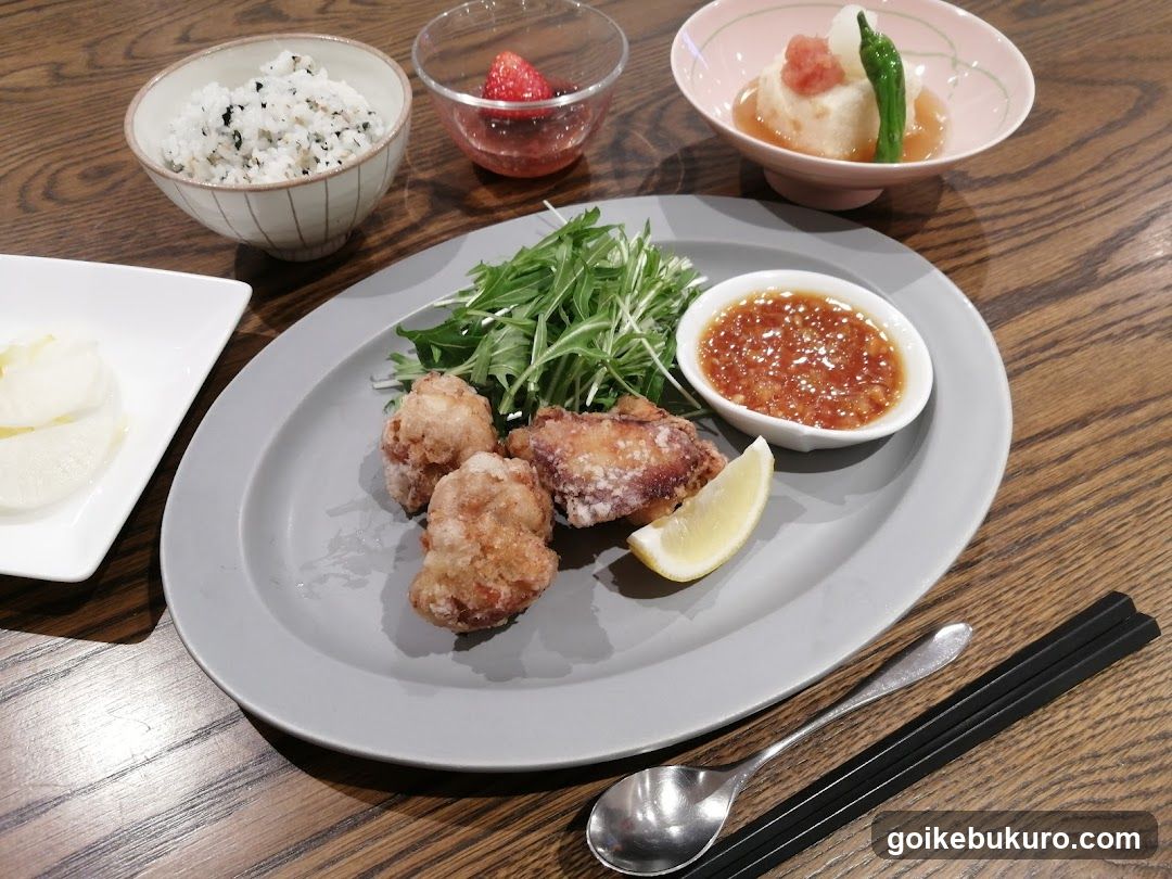 Japanese Meal with Fried Chicken and Rice