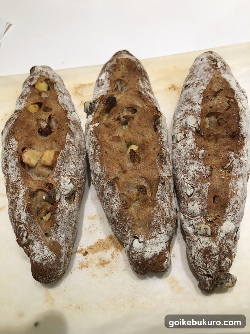 Baked Bread Loaves with Nuts and Fruits
