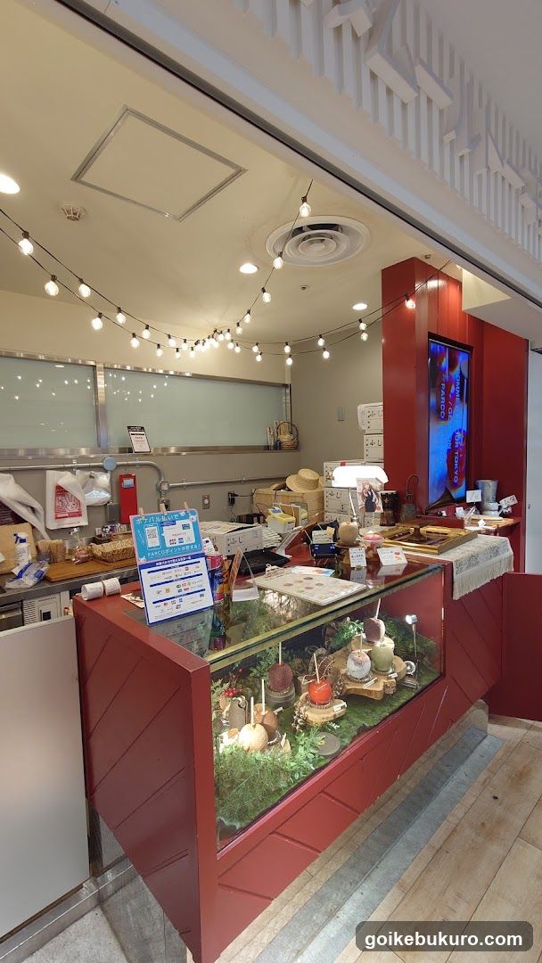 Interior of a cafe or shop with display case