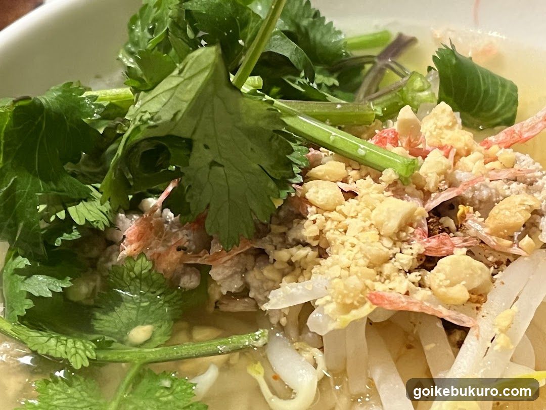 Bowl of Noodle Soup with Garnishes