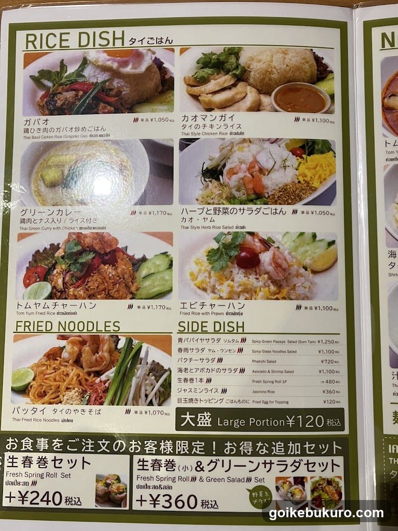Rice Dish & Fried Noodles Menu