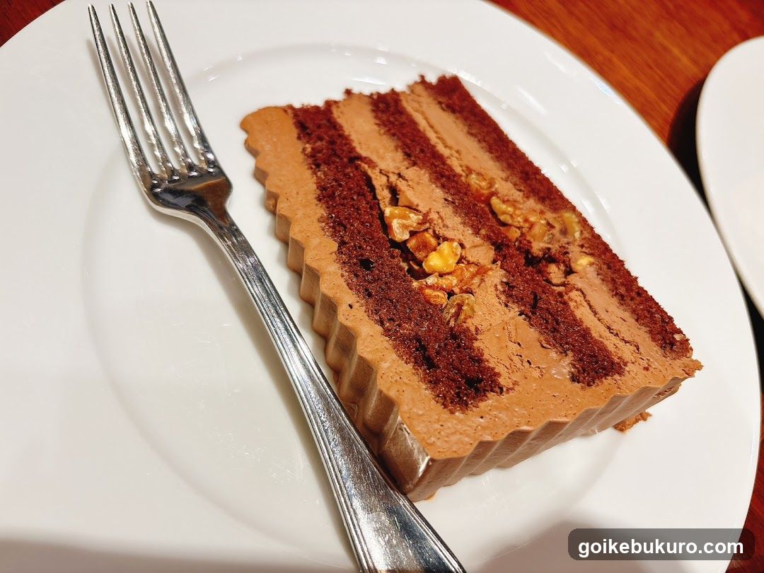 Chocolate Cake Slice with Walnuts