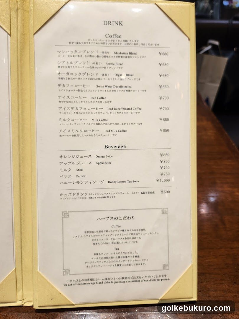 Coffee Menu